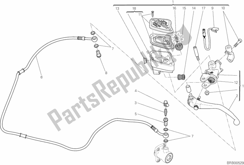 All parts for the Clutch Master Cylinder of the Ducati Diavel Xdiavel Thailand 1260 2016